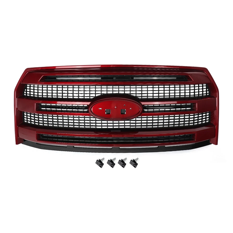 For 2015 2016 2017 Ford F-150 F150 Ruby Red Front Upper Grille W/O Camera Hole - Изображение 2 из 4