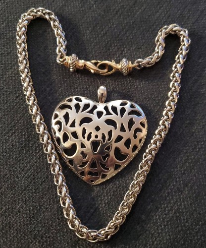 ✨️Vintage: 16" Wheat Silvertone Chain w/Goldtone Clasps, Silverstone Heart✨️ - Picture 12 of 12