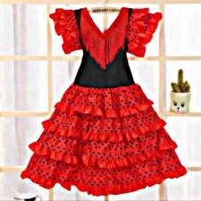 Traditional Dance Dress for Girls Festival Tassel Dot Dress Classic Style Skirt