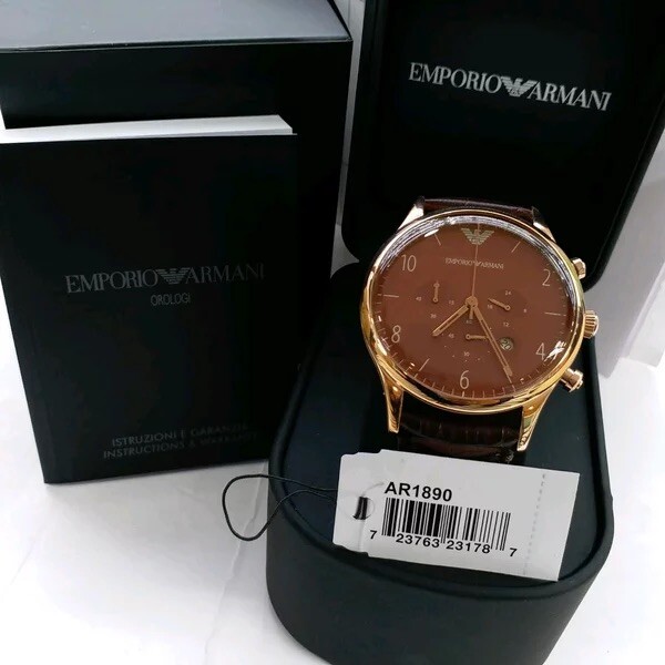 EMPORIO ARMANI Classic AR1890 Burgundy Dial Men's Watch NEW | eBay