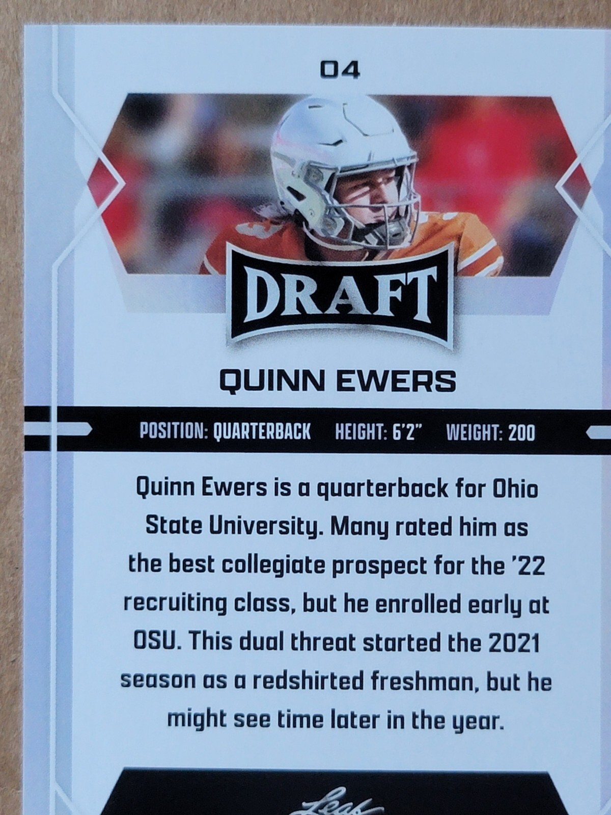 Carte de football bleue recrue Quinn Ewers 2022 #4 - Photo 7 sur 10
