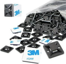 Self Adhesive Cable Tie Mounts 3M Strongly Adhesive Backed Zip Tie Base Holders