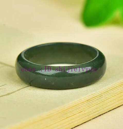 Certified Mens Womens Natural hetian Real Green Jade Band Ring Size 7# - Picture 4 of 5