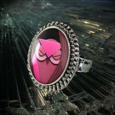 Sleepy Paper Craft Pink Owl Hobby Handmade Adjustable Ring