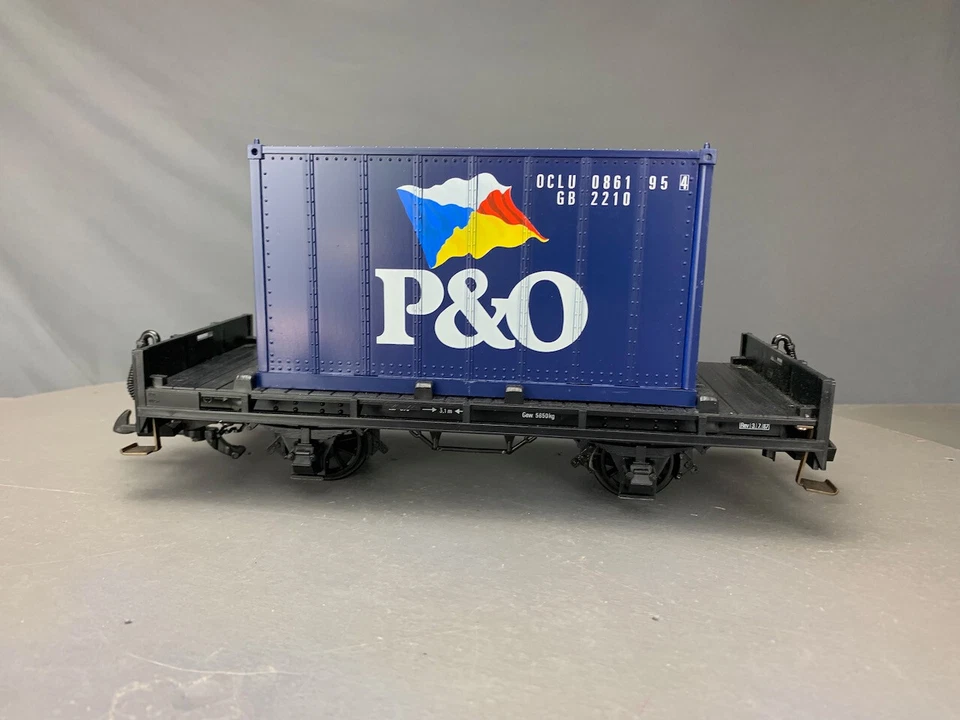 G Scale LGB 4103 Flat Car w/P&O Container G556 LZ - Image 4 of 4
