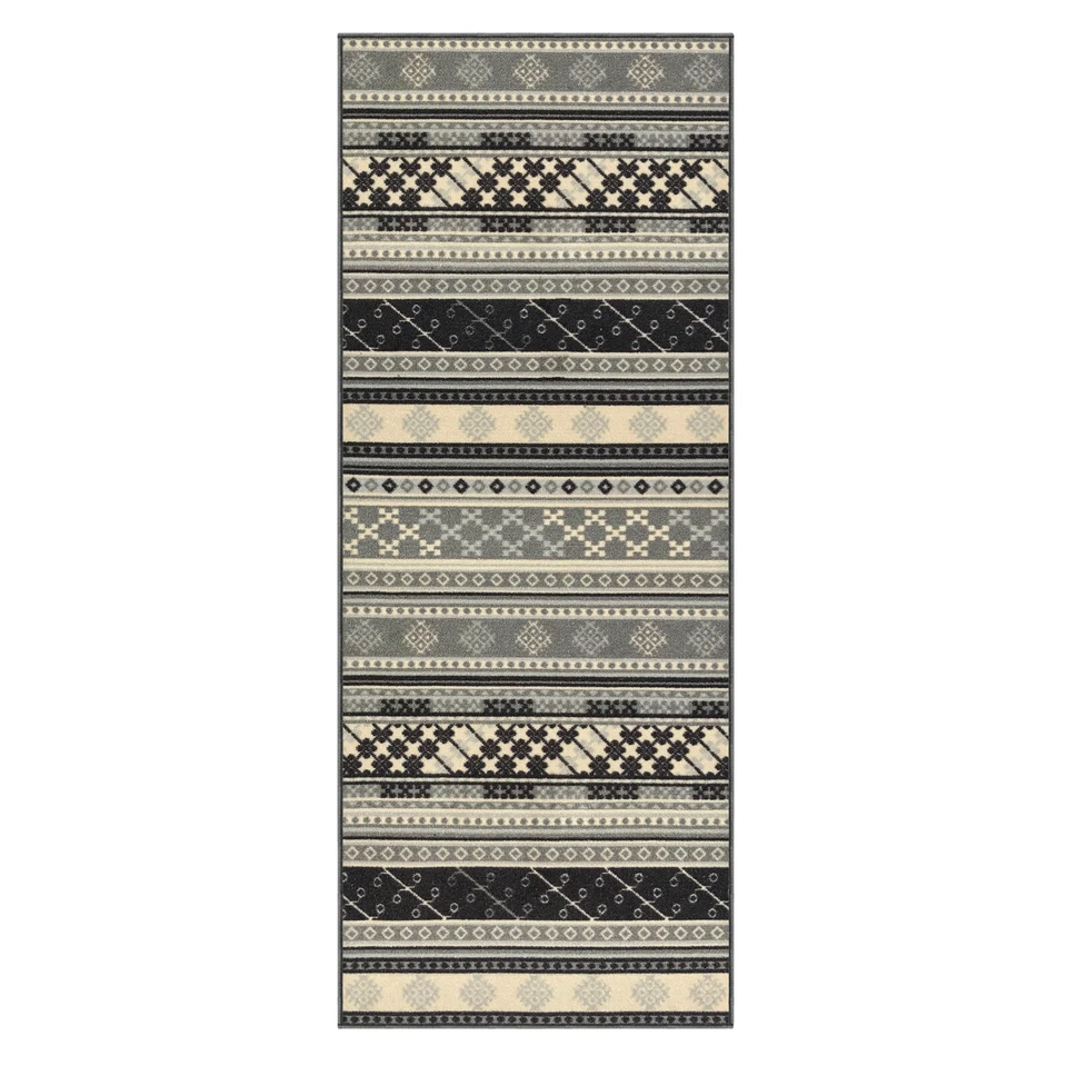 Custom Size Stair Hallway Runner Rug Rubber Back Non Skid Grey Kilim Design - Image 4 of 4