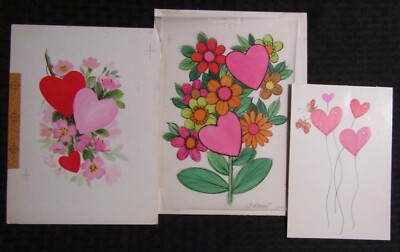 VALENTINES Hearts w/ Butterflies Balloons 7x9