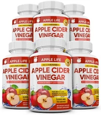 6 X Pure APPLE CIDER VINEGAR ACV 3000mg PURE WEIGHT LOSS FAT BURNER Diet Pills
