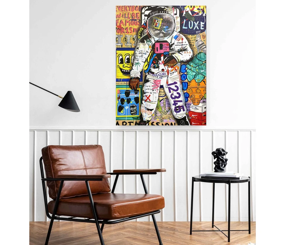 Luna Astronauta Lienzo Banksy Graffiti Arte Callejero Arte Pared Impresión Decoración Foto 2 de 4