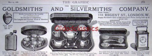 Antyk 1886 Goldsmith's & Silversmith's Goods Druk reklamowy: oryginalna reklama - Zdjęcie 1 z 1