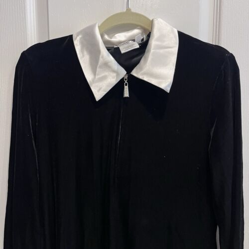 Vintage Ronni Nicole Crushed Black Velvet Wednesday Adams Goth Dress Size 12 - Picture 2 of 8