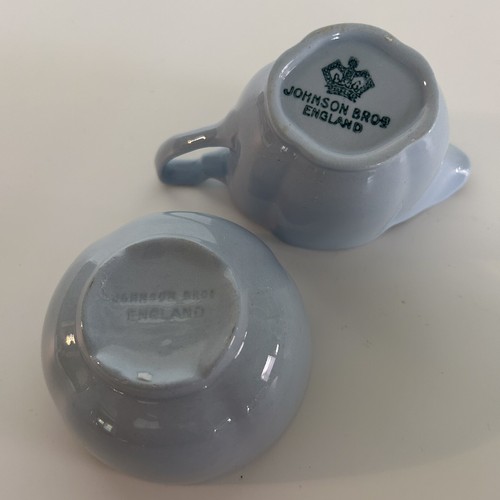 Vintage Johnson Bros GreyDawn Light Blue 6" Teapot, Cups, Creamer/Sugar Bowl - Picture 8 of 9