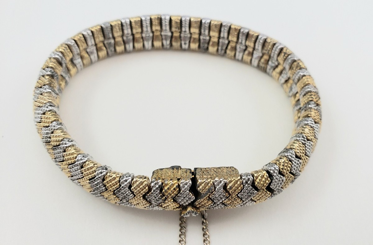 Vintage Signed CINER Silver & Gold Bracelet 7