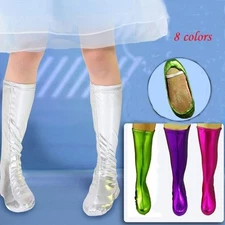 Children Adult Shoe Covers Satin Elastic Shiny Boot Top Perform Cosplay Dance