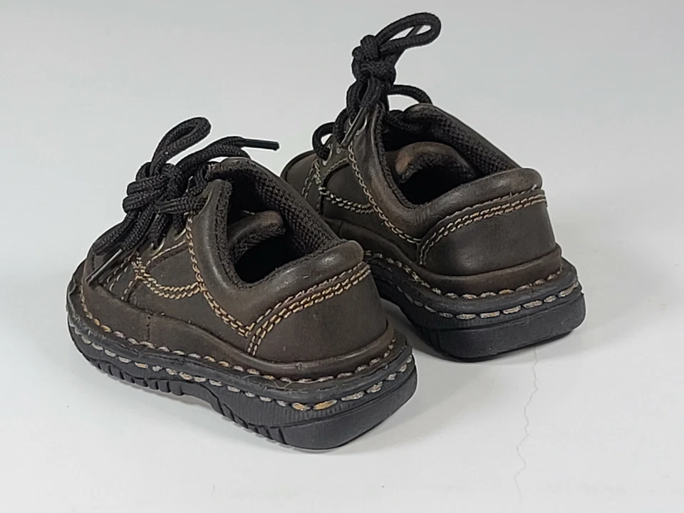 Zapatos de bebé Kid Connection talla 2 marrón suela dura cordones mocasines de cuero Foto 4 de 4