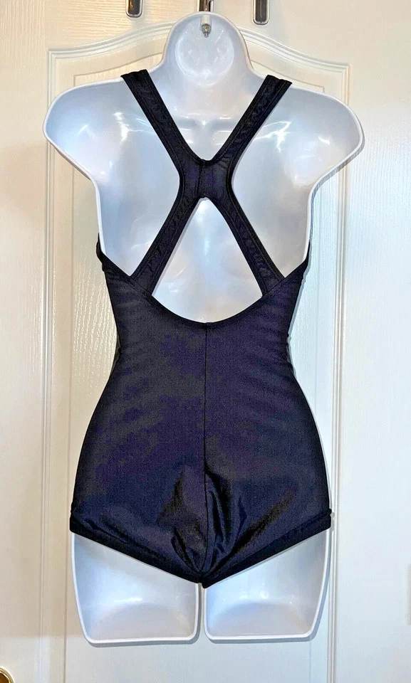 Traje de baño para mujer-SPEEDO-negro nailon elástico 'Power Flex' una pieza acolchado-12! Foto 2 de 2