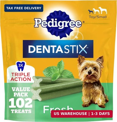 Pedigree Dentastix Small & Toy Breed Dental Dog Treats, Fresh, 102 Count