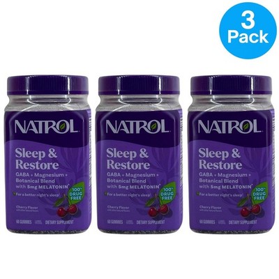 Natrol Sleep & Restore 5mg Melatonin 60 Gummies 3 Pack New Exp 02/2027