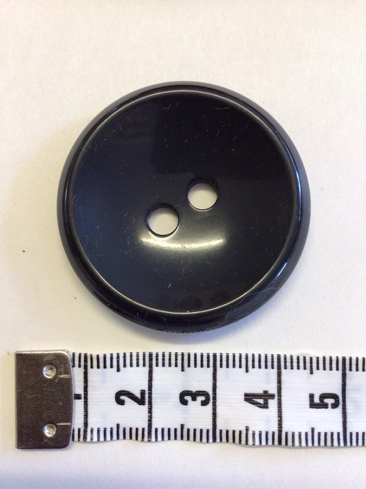 4 x 40mm Large Black 2 Hole Coat Buttons With Rim Tailoring/Sewing/Craft - Image 3 of 3