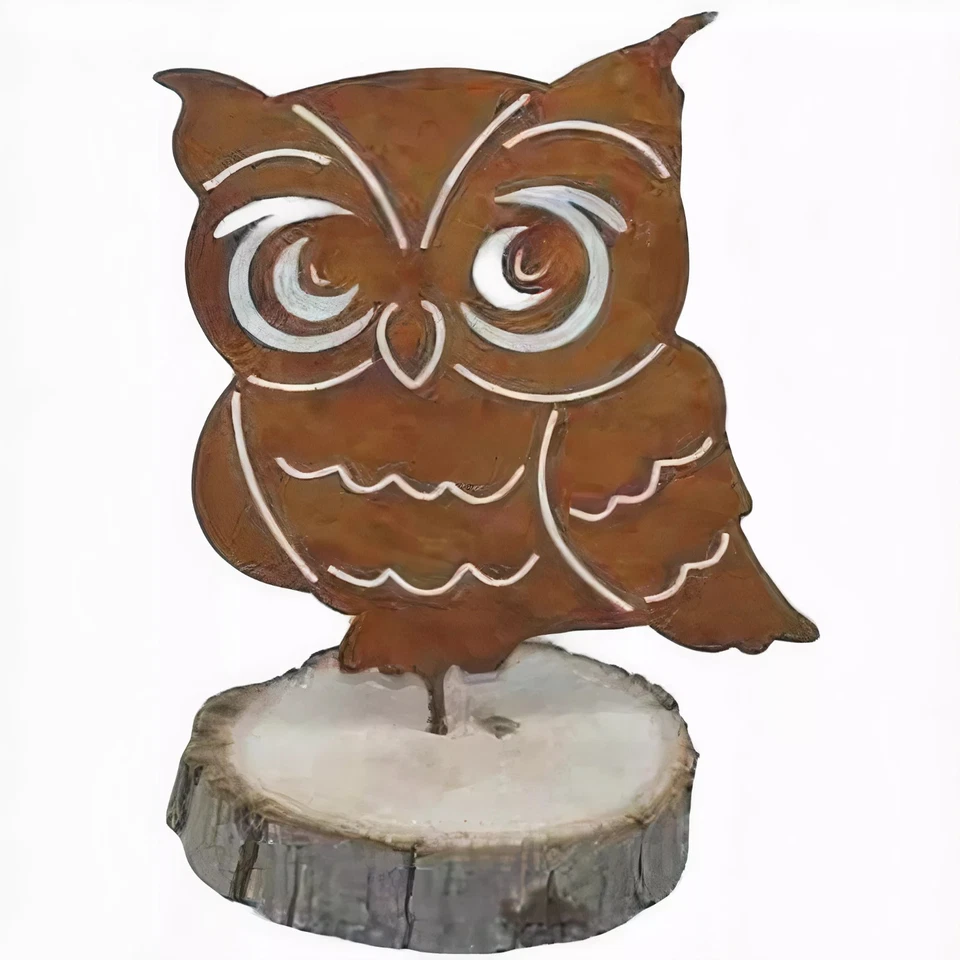 Gartendeko Eule mit Schraube zum Befestigen Baumtier Metall mit Edelrost - Bild 3 von 3