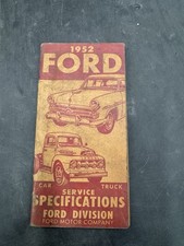 1952 Ford Passenger Cars F Series Trucks Service Specifications