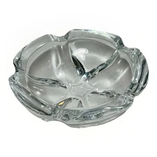 Vintage Heavy Glass Ashtray 6” x 1.75”