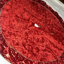 Burgundy Red Velvet Christmas Tree Skirt Holiday Gold Trim Buttons 50  Round/310