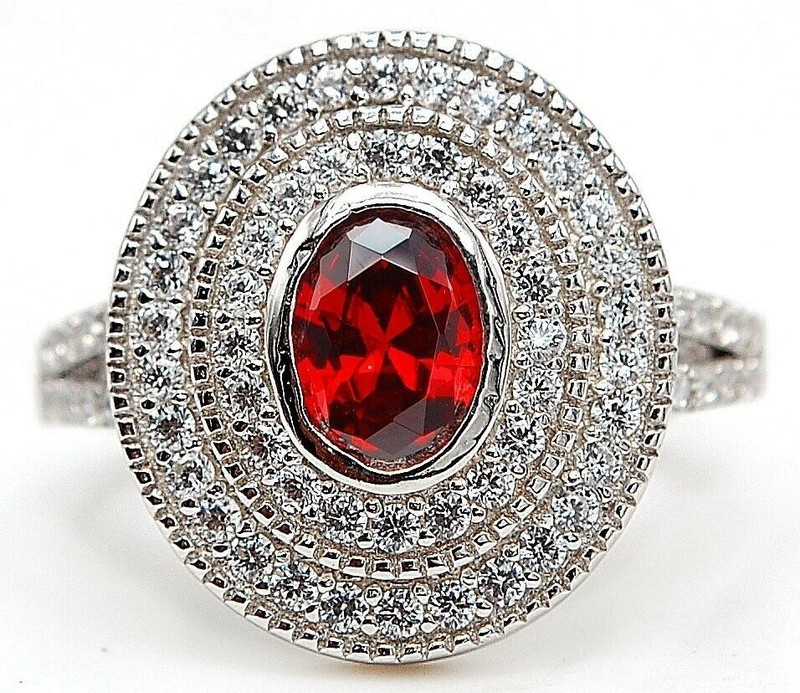  3CT Fire Garnet 925 Solid Sterling Silver Ring Jewelry Sz 6 N2-1