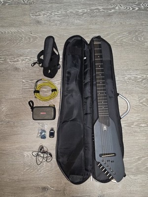 Donner Hush Travel Guitar w/ Bag, Amp, Amp Cable, Tuner, Picks and Earbuds 