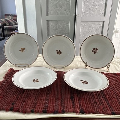Vintage Antique Lot Of 5 Alfred Meakin Tea Leaf Flat Soup Bowls