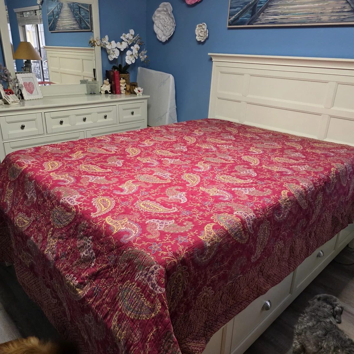 Edredón Patchwork Antiguo King | Estilo Cottage Cachera Floral | 100% Algodón | Tamaño 105x95 Pulgadas | Greenland
