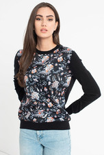 Ted Baker Werti Black Floral Cotton Silk Blend Jumper Sweater Top Sz 1/ US S
