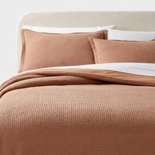 Twin/Twin Extra Long Washed Waffle Weave Duvet Cover and Sham Set Camel