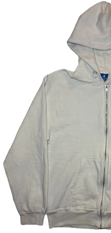 Винтажный 80-х чемпион полный молнии пустой белый толстовка с капюшоном толстовка для взрослых L синий ярлык США - Изображение 2 из 4