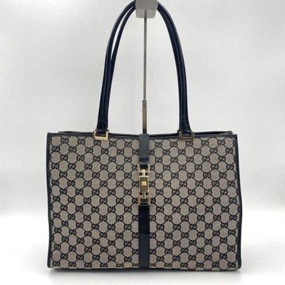GUCCI Tote Bag GG Canvas Black Jackie Authentic From Japan A959