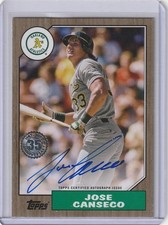 2022 Topps Jose Canseco 1987 35th Anniversary Auto Gold /50