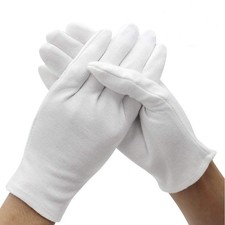 DH 12 Pairs White Cotton Gloves Soft mittens, Jewelry Inspection Stretchy Work