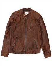 Jack & Jones Mens Leather Biker Jacket UK 40 ...