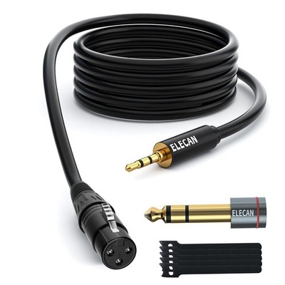 3.5mm (1/8 Inch) TRS Aux Male to XLR Female Cable 10 Ft, Balanced Professiona...