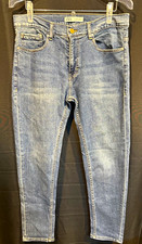 ZARA Men's Blue Denim Slim Fit Jeans Mid Rise Medium Wash 5-Pocket Logo