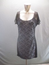 Andrea Missy Size L Womens Black Lace Short Sleeve Cocktail Mini Dress 437