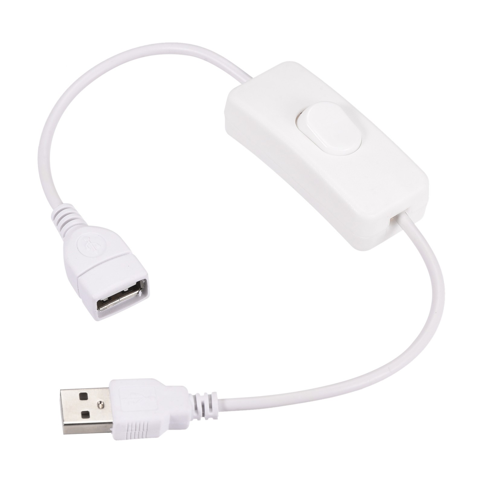 USB Cable with ON/Off Switch USB Male to Female Extension Cord 34cm White New
