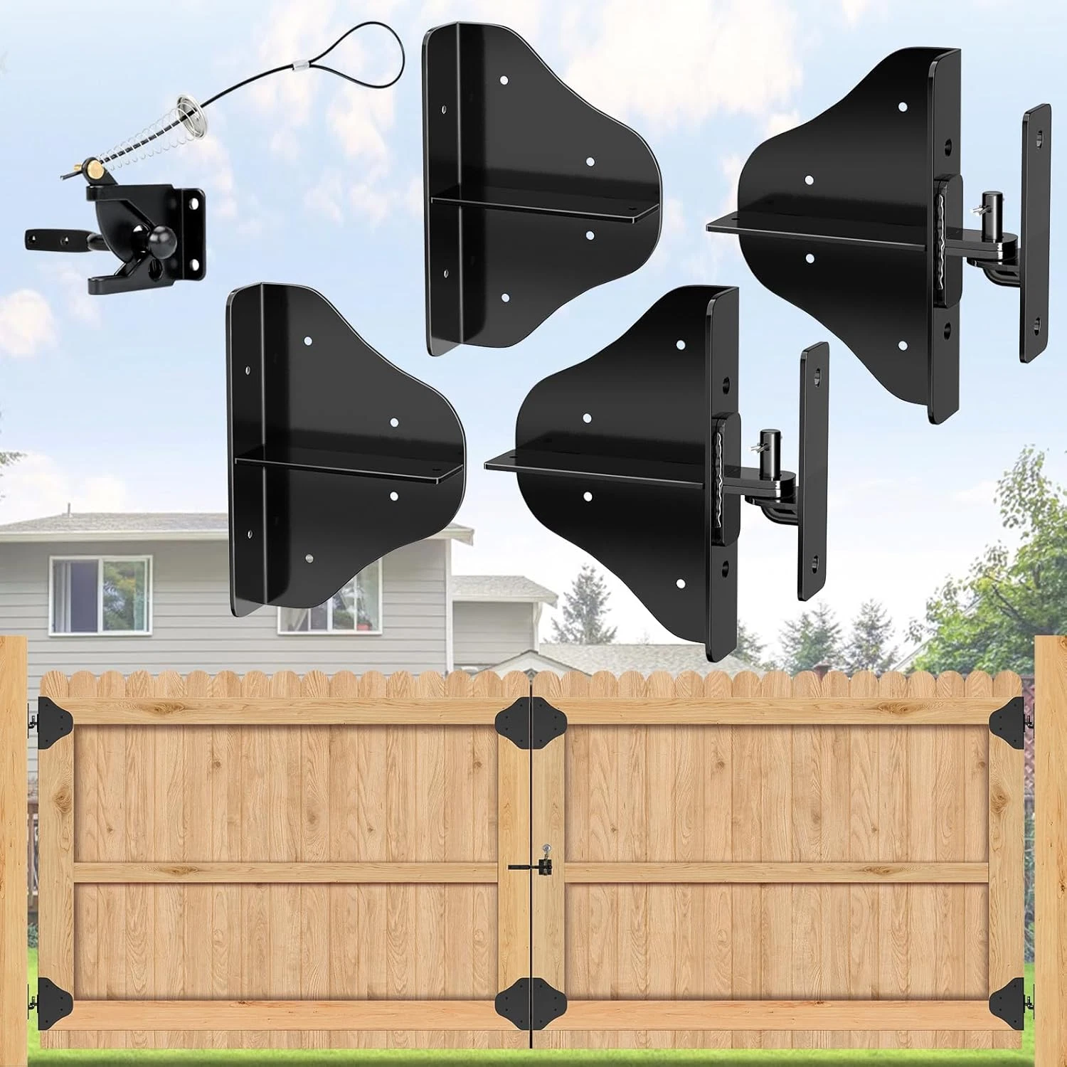 Anti-Sag Gate Frame Kit with Hinges & Latch - 2 Set Hardware Solution