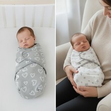 Ultra-Soft Organic Cotton Swaddles 0-3 - 2-Pack in Grey Star Design