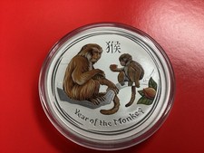 Australia 2016 2 Dollars Year Of The Monkey Colorized 2 Oz. .999 Silver Gem Bu
