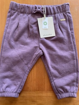 MinyMo (Denmark) NWT Plum Pleated Organic Cotton Jogger Pants-3Mos