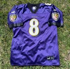Vintage Baltimore Ravens Trent Dilfer #8 Puma NFL Jersey Men's Size Large Purple