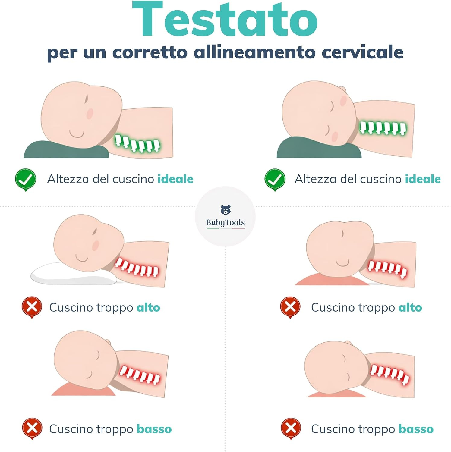 Cuscino Neonato 40X30 Cm 6 Mesi - 2 Anni Cuscino Lettino, Culla, Carrozzina E As foto 5