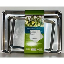 Nordic Ware 3 Pc Aluminum Baking Sheet Pan Set USA Made Half Quarter Eighth