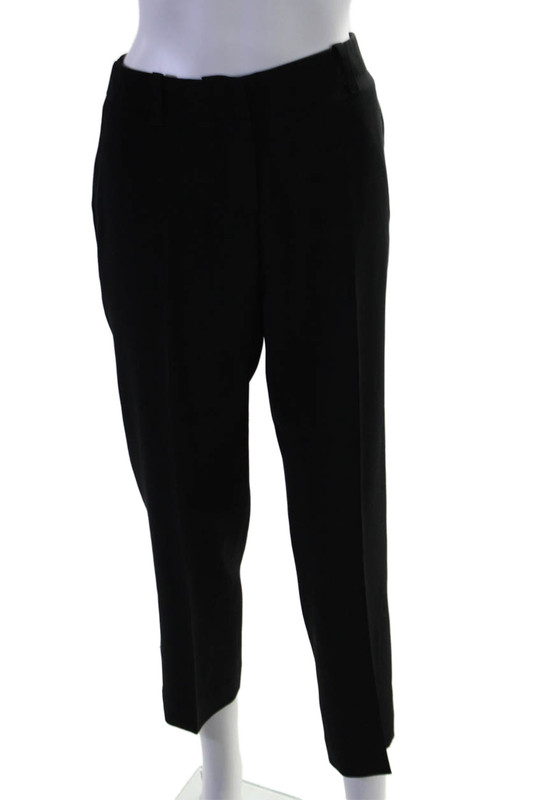 Ter Et Bantine Women's Hook Closure Flat Front Straight Leg Pants Black Size 44